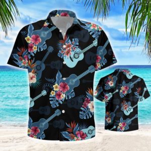 Guitar Tropical Hawaiian Button Shirt Jisubin Apparel