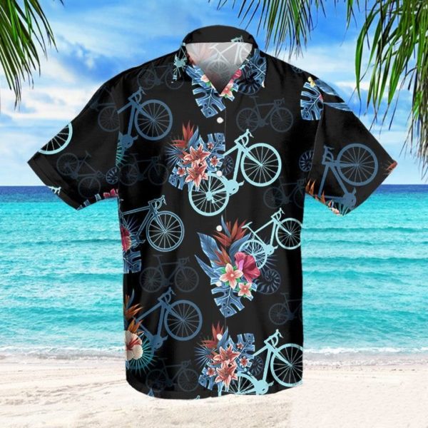 Cycling Bike Tropical Hawaiian Button Shirt Apparel