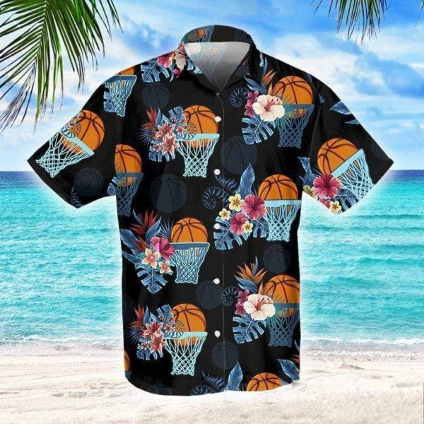 Basketball Flowers Tropical Hawaiian Shirt Jisubin Apparel