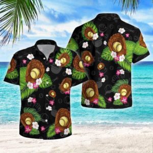Softball Flowers Tropical Hawaiian Shirt Apparel