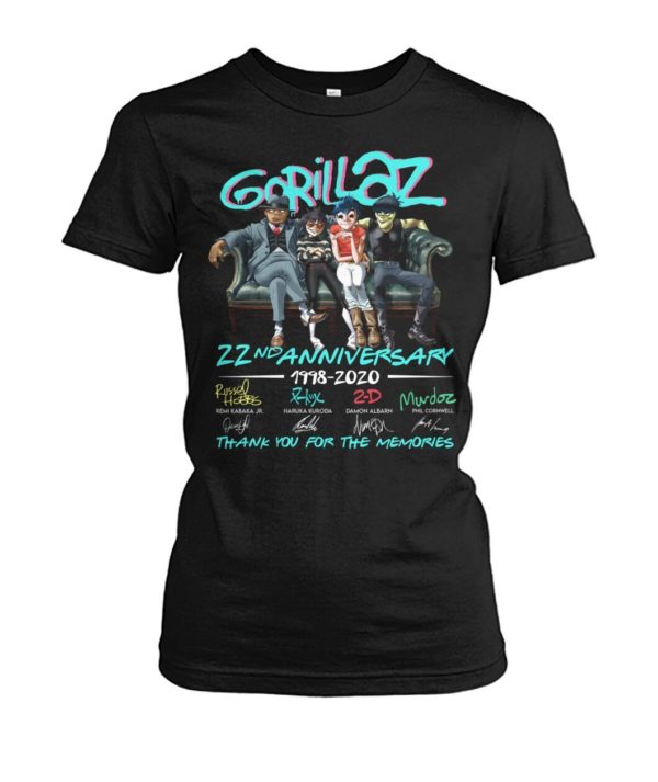 Gorillaz 22nd Anniversary 1998 2020 Memories Shirt Apparel
