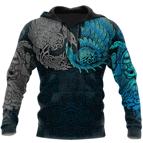 Viking Ravens of Midgard Blue 3D All Over Print T Shirt Apparel