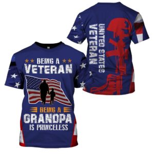 Being A Veteran,Being A Grandpa Is Priceless 3D All Over T Shirt Apparel