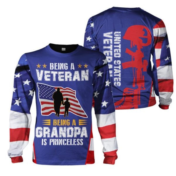 Being A Veteran,Being A Grandpa Is Priceless 3D All Over T Shirt Apparel