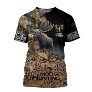 Beautiful Moose Hunting Brown Camo 3D All Over Print Shirt Apparel