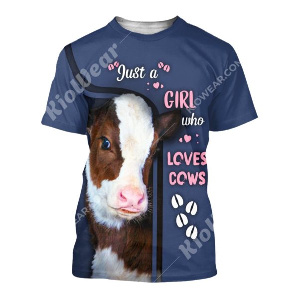 Just A Girl Who Loves Cows 3D All Over Print Shirt Apparel