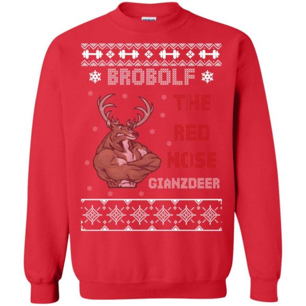 Brobolf The Red Nose Gianzdeer Christmas Sweater Apparel