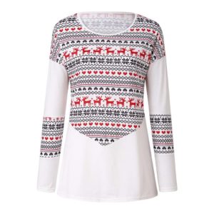 Wild Deer Christmas Pattern Women Long Sleeve Apparel