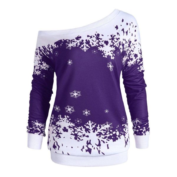 Christmas 2019 One Shoulder Snowflake Top Off Shoulder Xmas Shirt Apparel