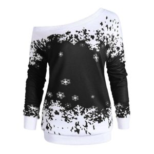 Christmas 2019 One Shoulder Snowflake Top Off Shoulder Xmas Shirt Apparel