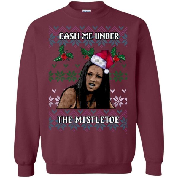 Cash Me Under The Mistletoe Ugly Christmas Sweater Apparel