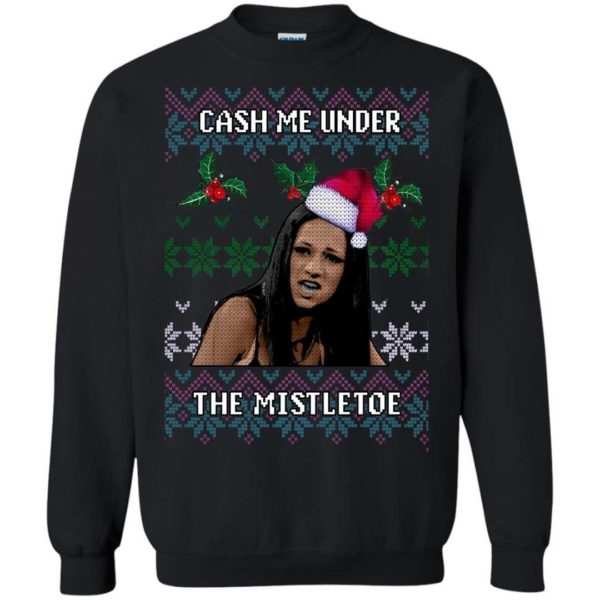 Cash Me Under The Mistletoe Ugly Christmas Sweater Apparel