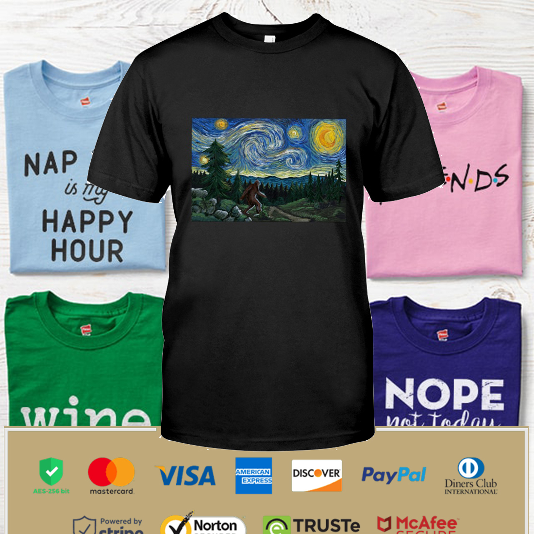 Bigfoot Van Gogh Art Shirt Apparel