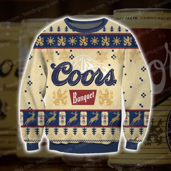 Coors Banquet Beer Knitting Pattern 3D Print Ugly Sweater Jisubin Apparel