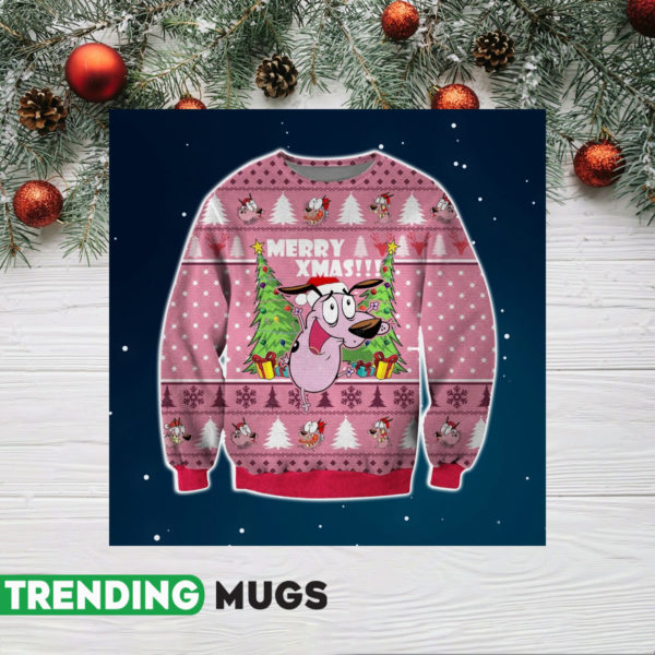 Cowardly Dog 3D Knitting Pattern 3D Print Ugly Christmas Sweater Jisubin Apparel