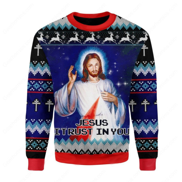 Jesus I Trust In You All Over Printed Ugly Christmas Sweater Jisubin Apparel