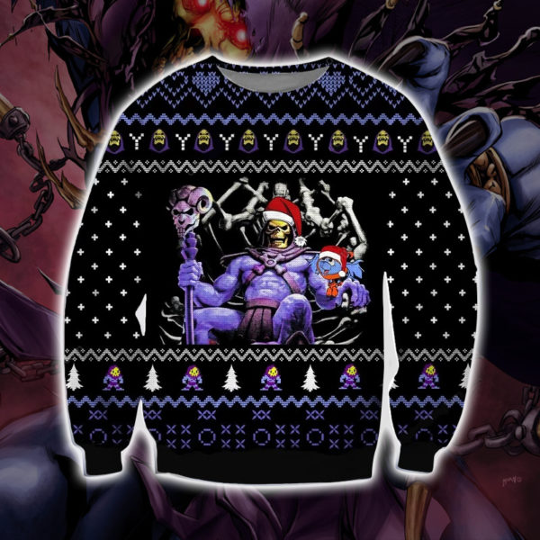 Skeletor Knitting Pattern 3D Print Ugly Christmas Sweater Jisubin Apparel