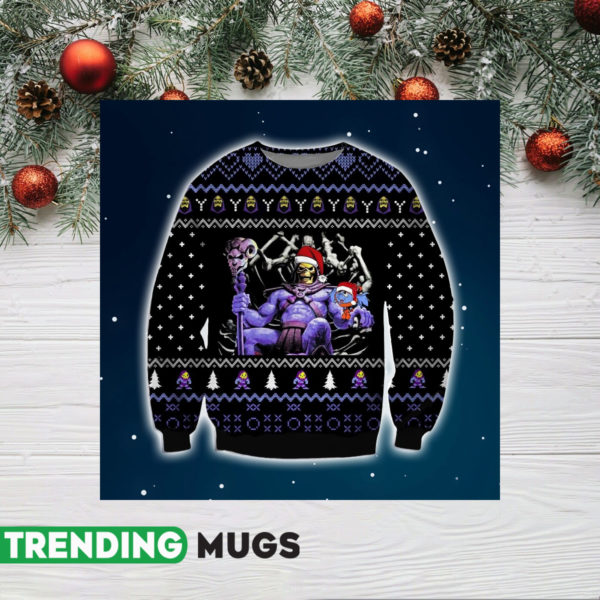 Skeletor Knitting Pattern 3D Print Ugly Christmas Sweater Jisubin Apparel