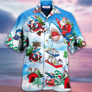 Christmas Shark Hawaiian Shirt Jisubin Apparel