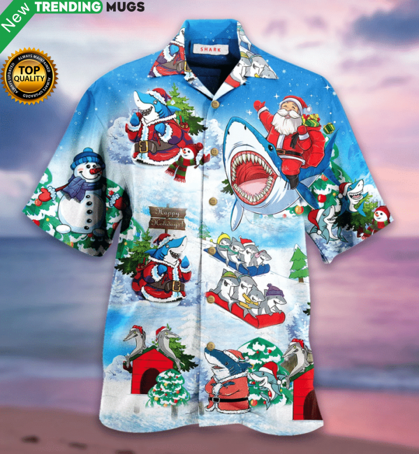 Christmas Shark Hawaiian Shirt Jisubin Apparel