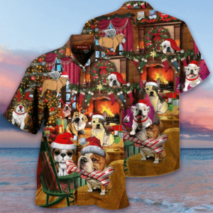 Christmas With Bulldog Hawaiian Shirt Jisubin Apparel