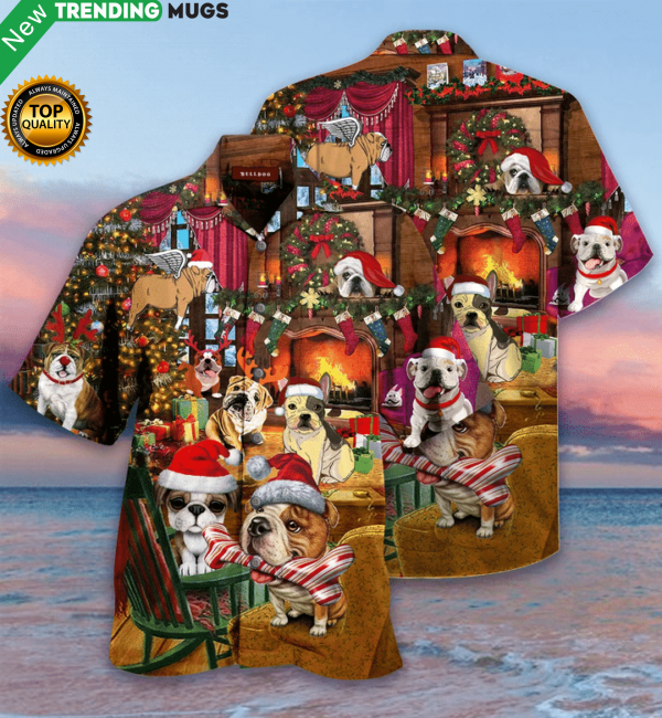 Christmas With Bulldog Hawaiian Shirt Jisubin Apparel