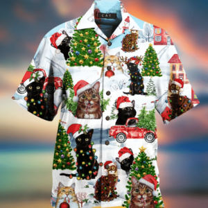Christmas Cat Hawaiian Shirt Jisubin Apparel