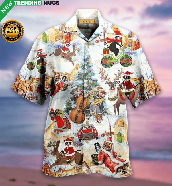 Meowy Christmas Hawaiian Shirt Jisubin Apparel