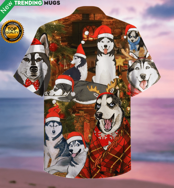 Christmas With Husky Hawaiian Shirt Jisubin Apparel