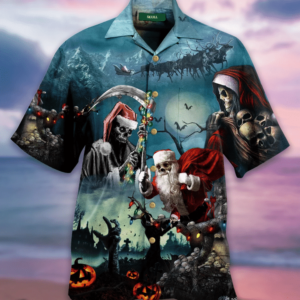 Christmas Santa Claus Skull Hawaiian Shirt Jisubin Apparel