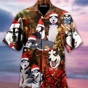 Christmas With Husky Hawaiian Shirt Jisubin Apparel