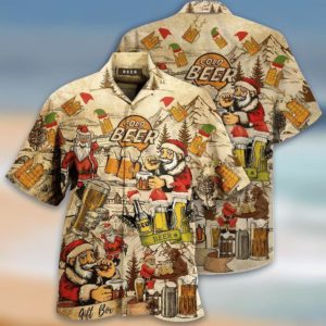 Drinking Beer With Santa Claus Hawaiian Shirt Jisubin Apparel