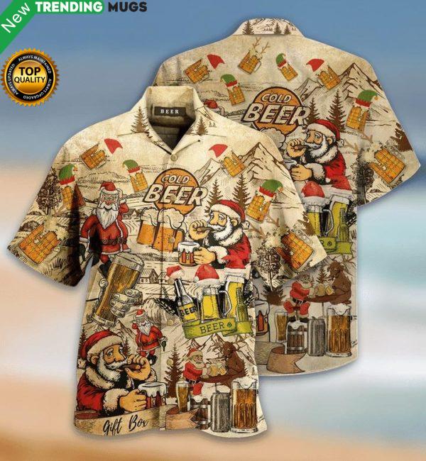 Drinking Beer With Santa Claus Hawaiian Shirt Jisubin Apparel