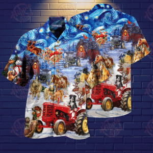 Farmer Night Christmas Hawaiian Shirt Jisubin Apparel