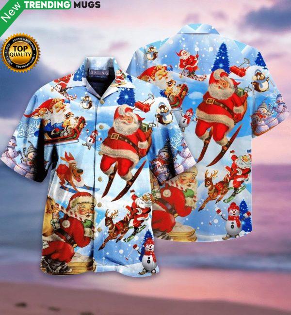 Skiing Santa Claus Hawaiian Shirt Jisubin Apparel