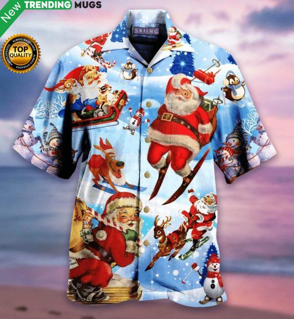 Skiing Santa Claus Hawaiian Shirt Jisubin Apparel