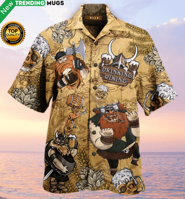 Drinking Beer Viking Hawaiian Shirt Jisubin Apparel