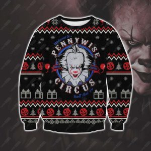 Pennywise Stephen King's IT Knitting Pattern 3D Print Ugly Christmas Sweater Jisubin Apparel