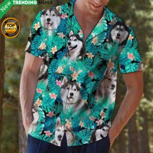 Siberian Husky Tropical Hawaiian Shirt Jisubin Apparel