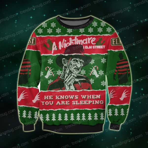 A Nightmare On Elm Street Knitting Pattern 3D Print Ugly Sweater Jisubin Apparel