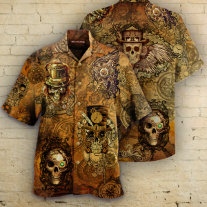 Skull Steampunk Hawaiian Shirt Jisubin Apparel