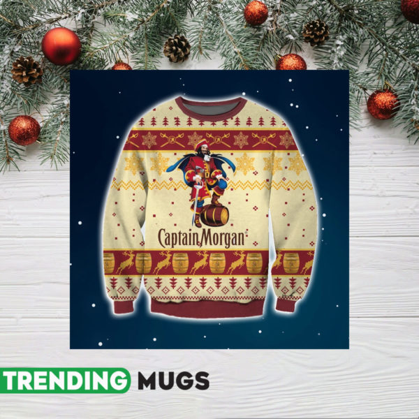 Captain Morgan Knitting Pattern 3D Print Ugly Sweater Jisubin Apparel