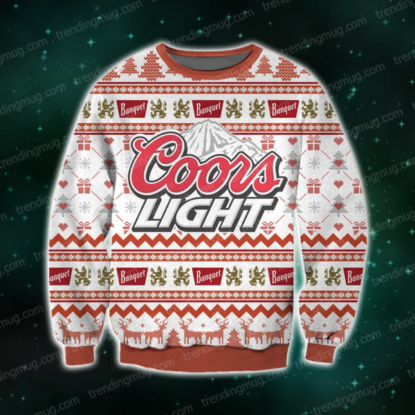 Coors Light Knitting Pattern 3D Print Ugly Christmas Sweater Jisubin Apparel