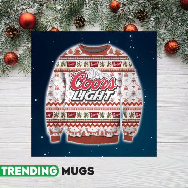 Coors Light Knitting Pattern 3D Print Ugly Christmas Sweater Jisubin Apparel