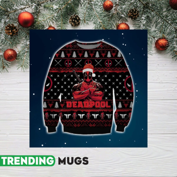 Deadpool Knitting Pattern 3D Print Ugly Christmas Sweater Jisubin Apparel