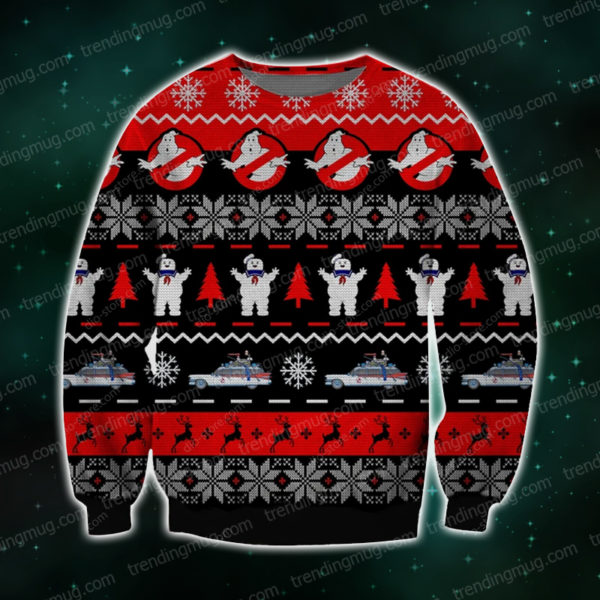Ghostbusters Knitting Pattern 3D Print Ugly Christmas Sweater Jisubin Apparel