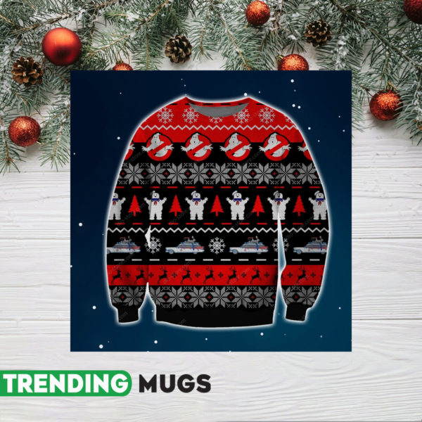 Ghostbusters Knitting Pattern 3D Print Ugly Christmas Sweater Jisubin Apparel