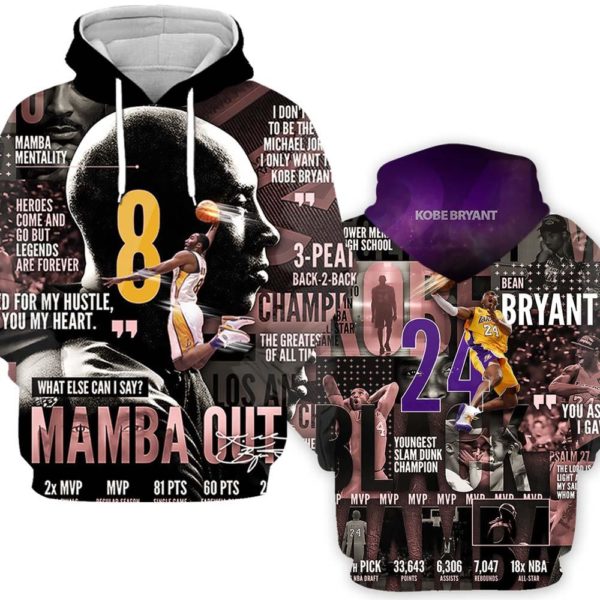 3D Kobe Bryant NBA Lakers Kobe Bio Hoodie Jisubin Apparel