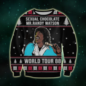 Sexual Chocolate Mr Randy Watson World Tour 88 Knitting Pattern 3D Ugly Sweater Jisubin Apparel