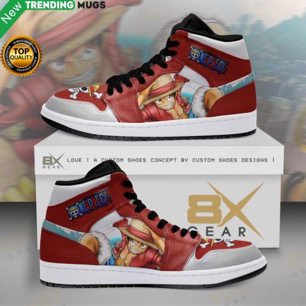 Luffy Red High Jordan Sneakers Custom Gift For One Piece Fans Shoes & Sneaker